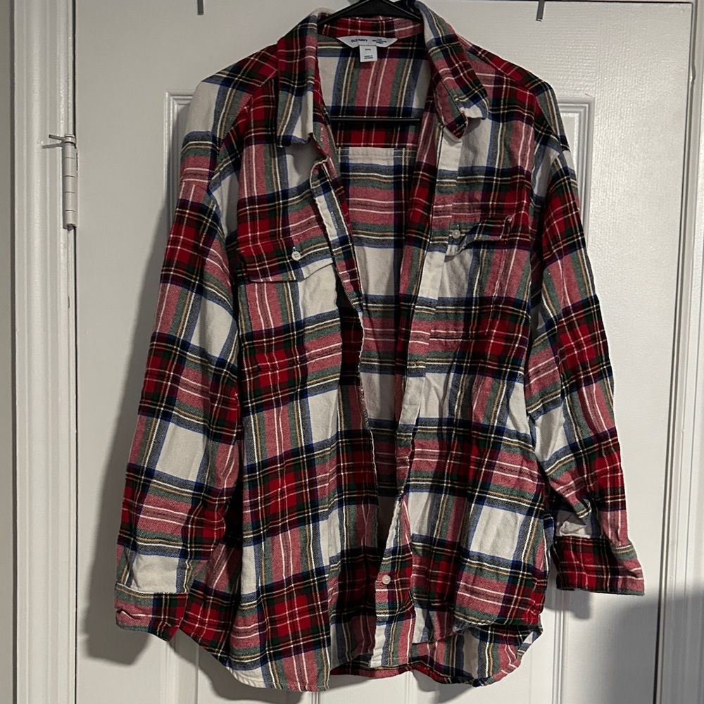 Old Navy Multicolor Plaid Boyfriend Shirt